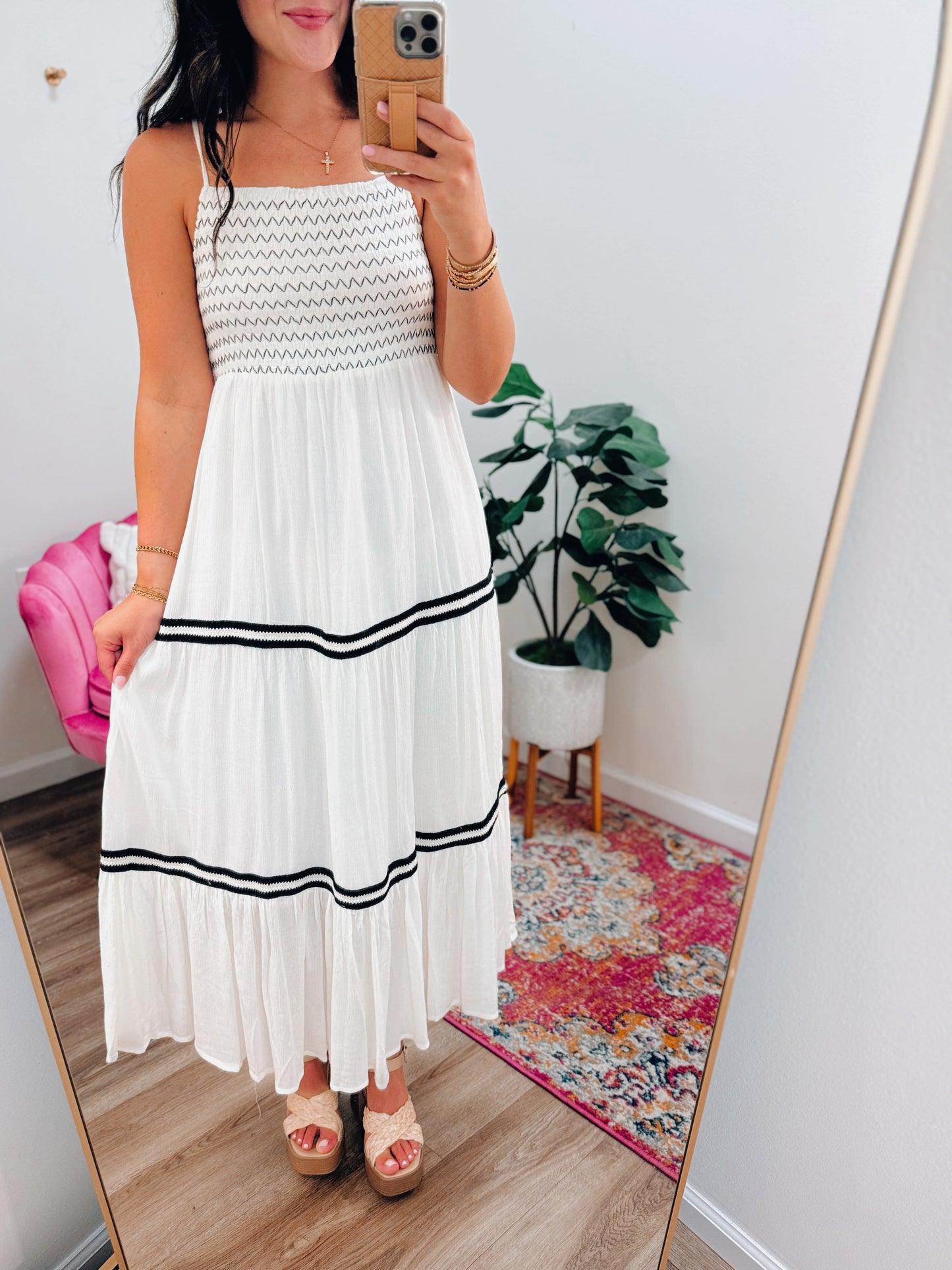 Beckett Smocked Tiered Maxi