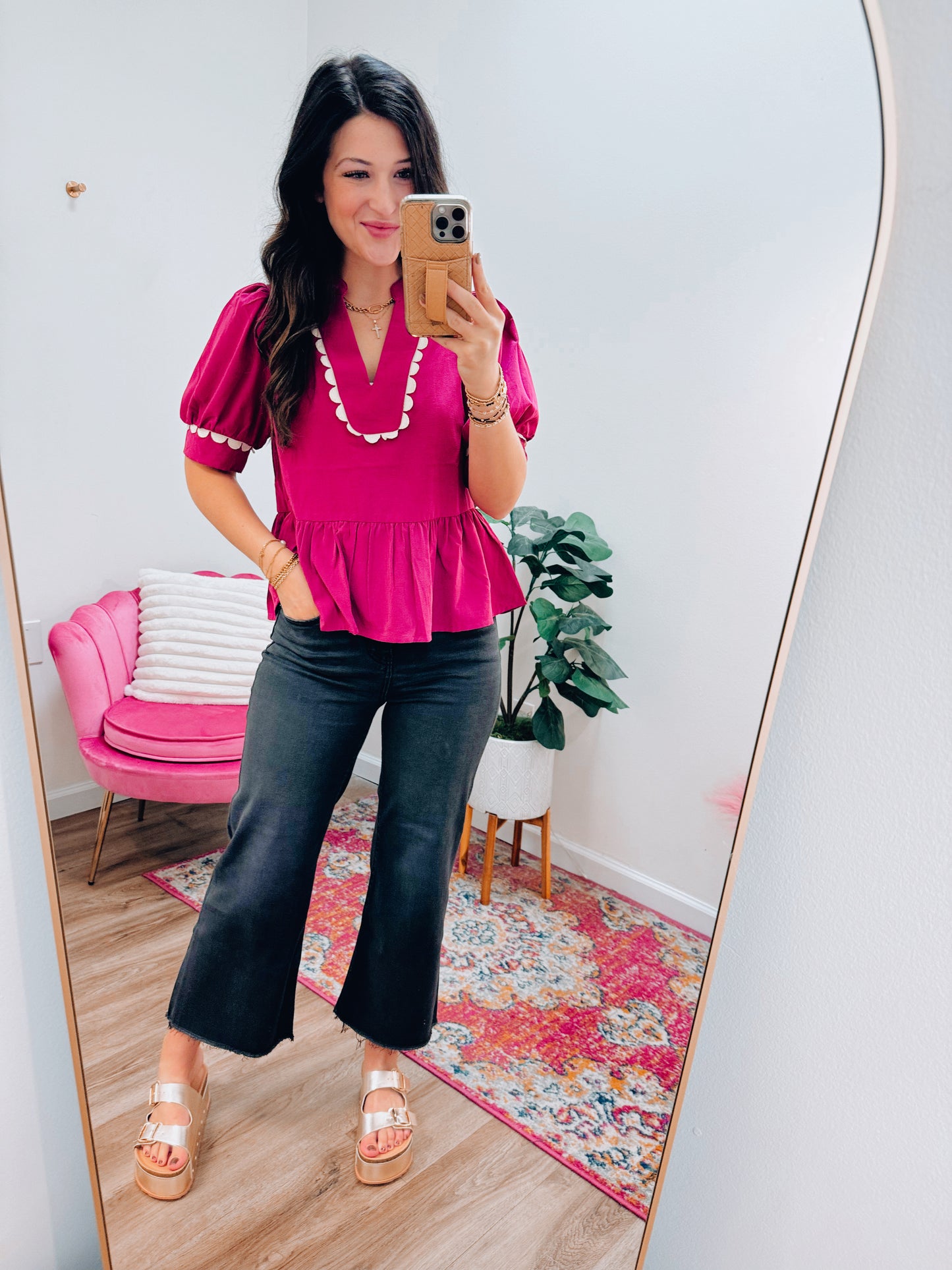 Murphy Scalloped Top - Magenta