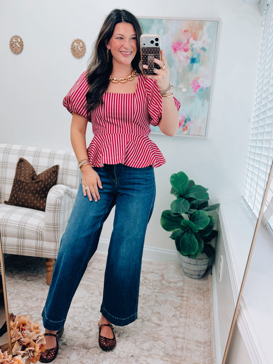 Hallie Striped Peplum Top