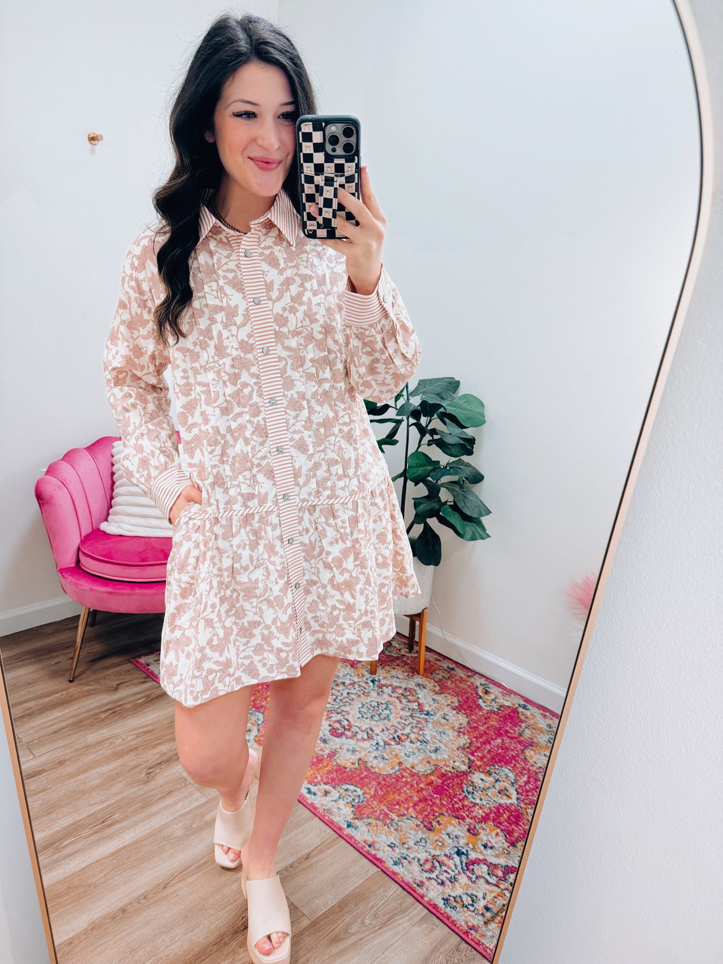 Rosie Pink Printed Mini Dress