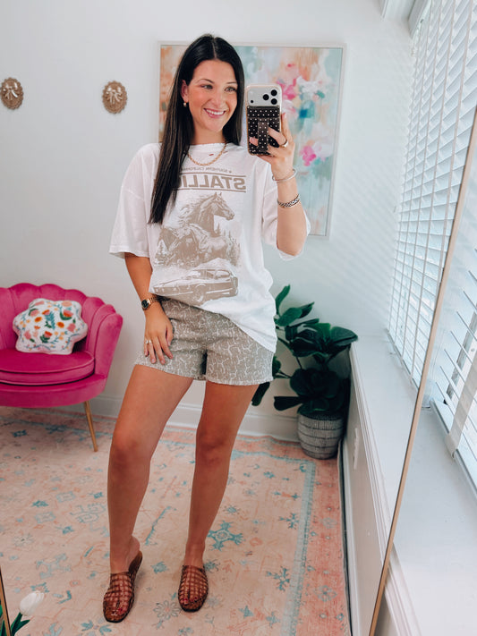 Stallion Distress Graphic Tee