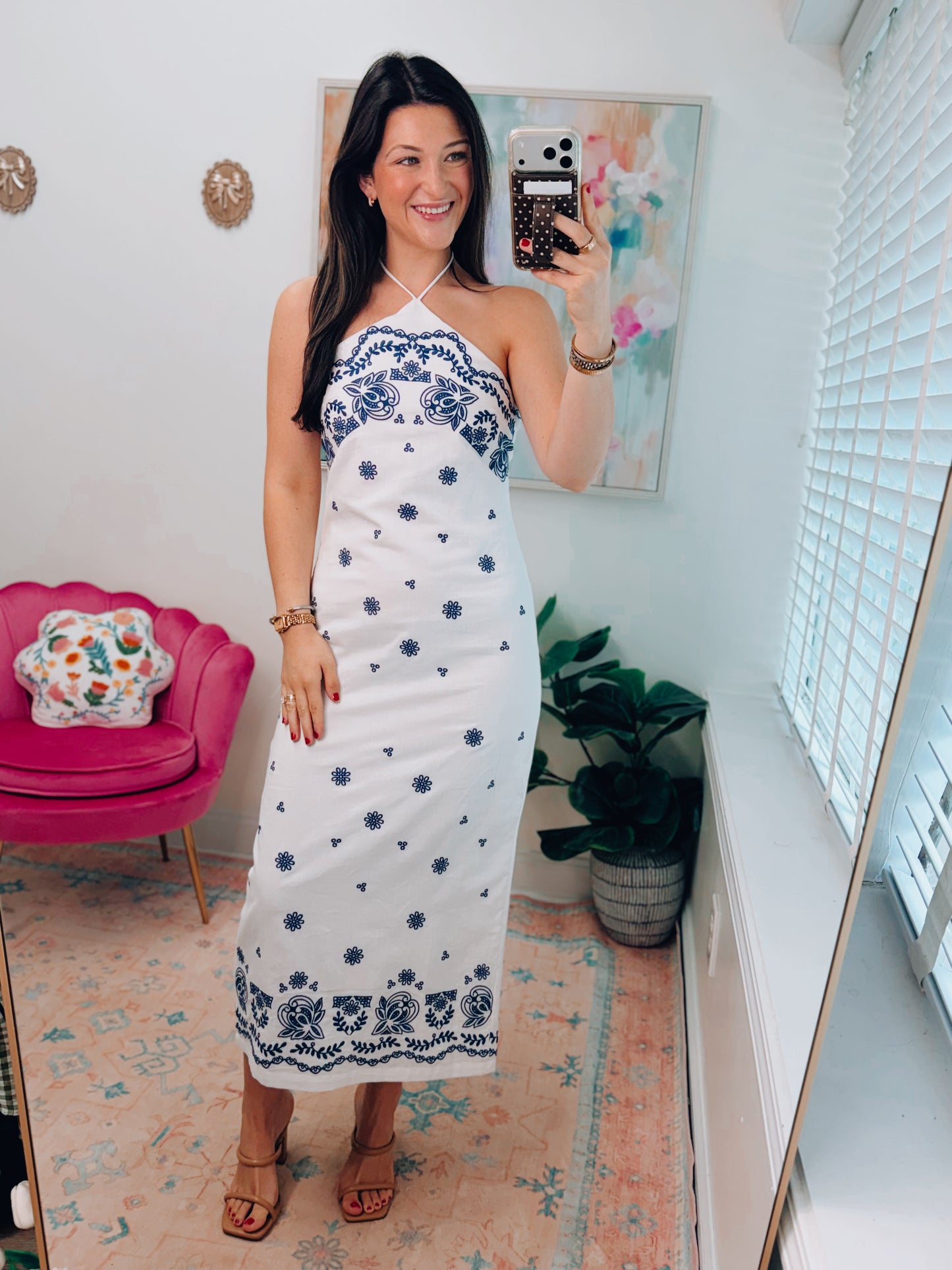 Coast Embroidered Halter Midi Dress