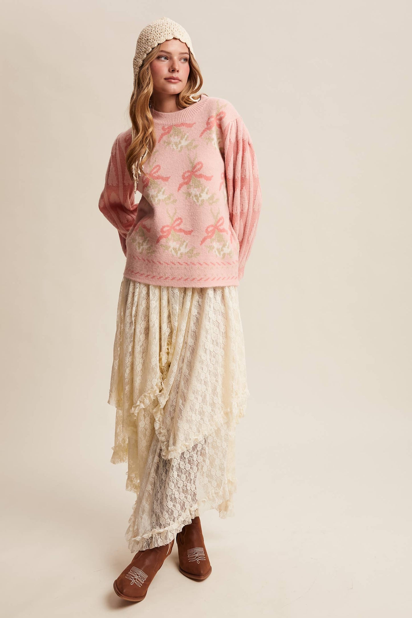 Ribbon Christmas Tree Sleeve Sweater