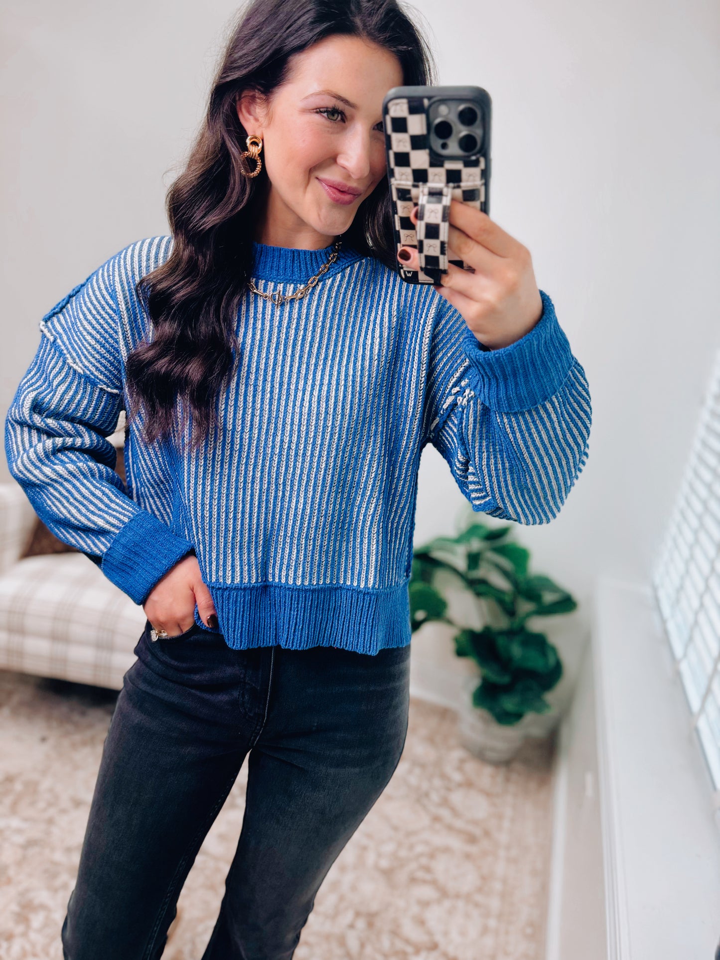 Hayes Two Tone Cobalt Sweater