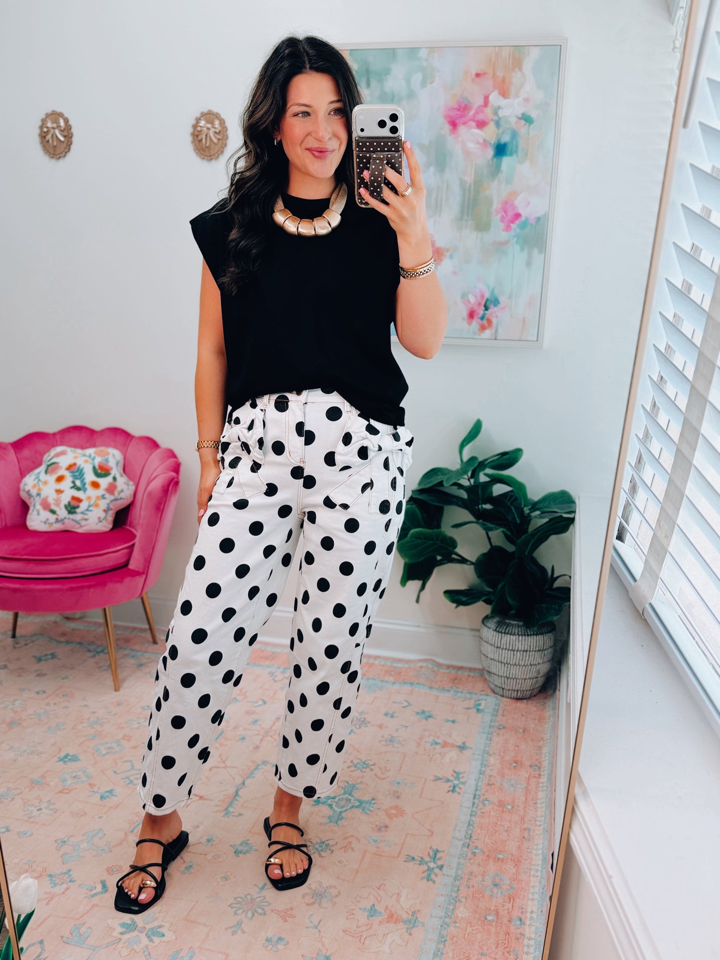 Polka Dot Bow Denim