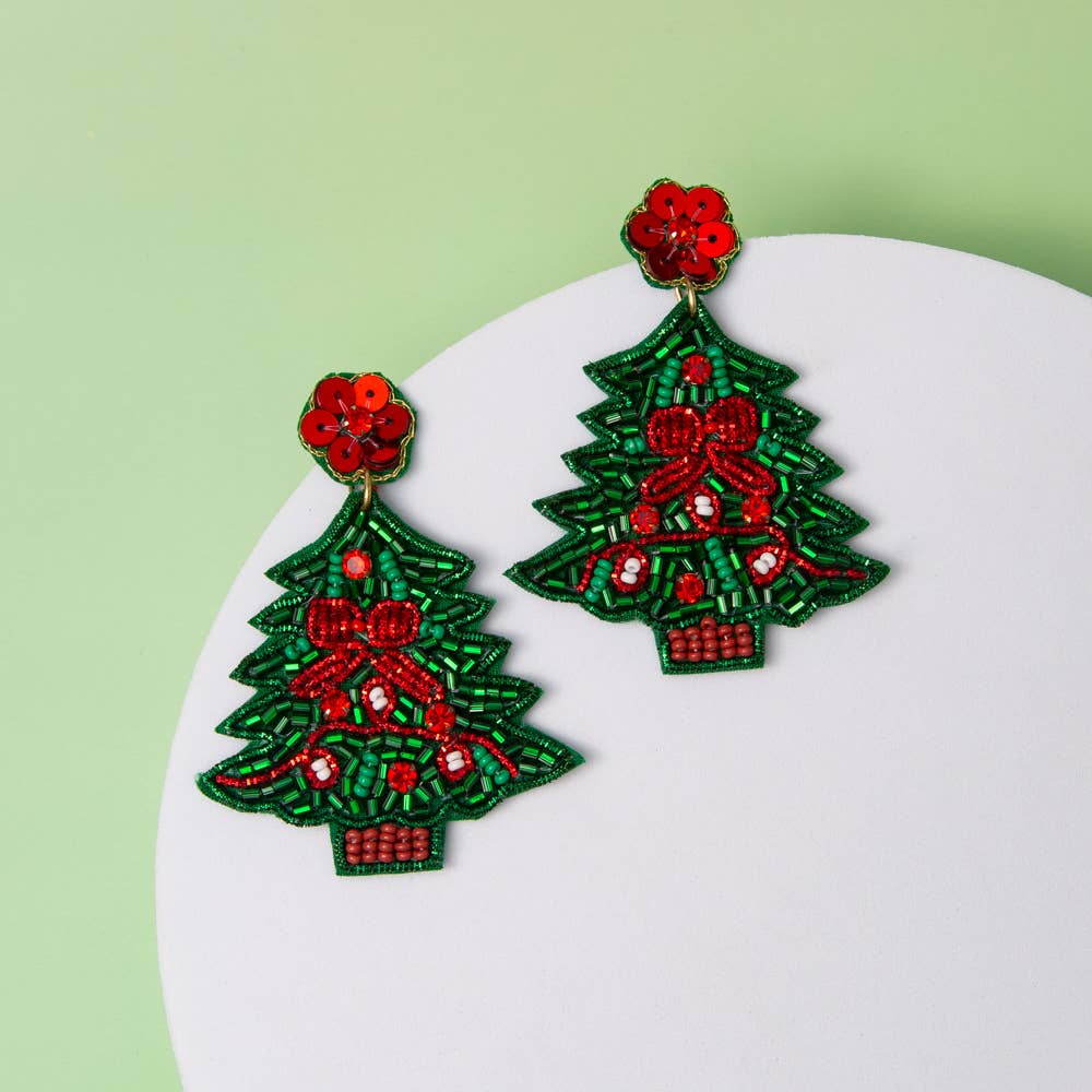 Winter Holiday Crystal Sequins Earrings