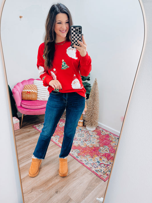 Christmas Time Sequin Patch Crewneck