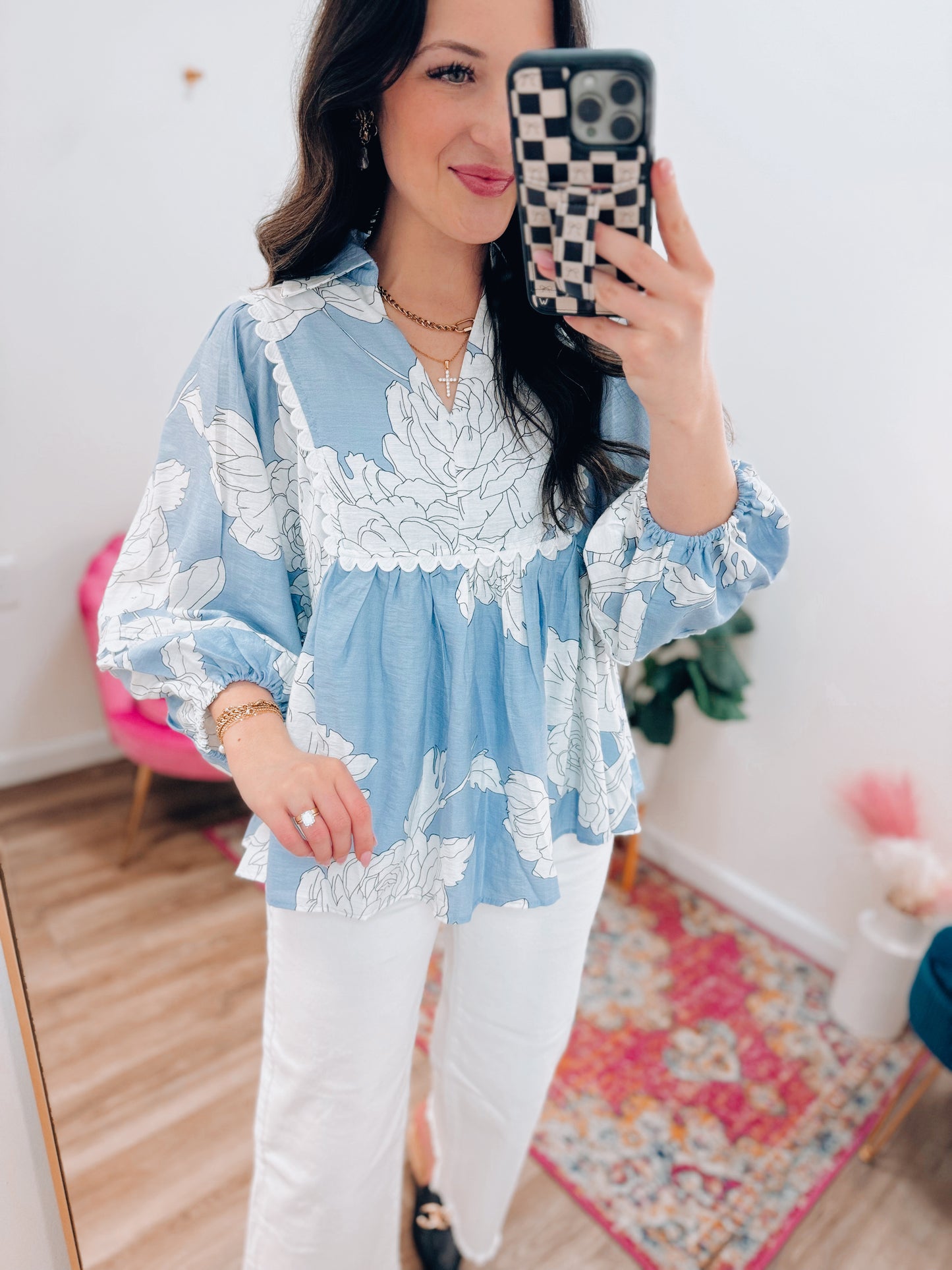 CURVY Lexi Print Top - Blue