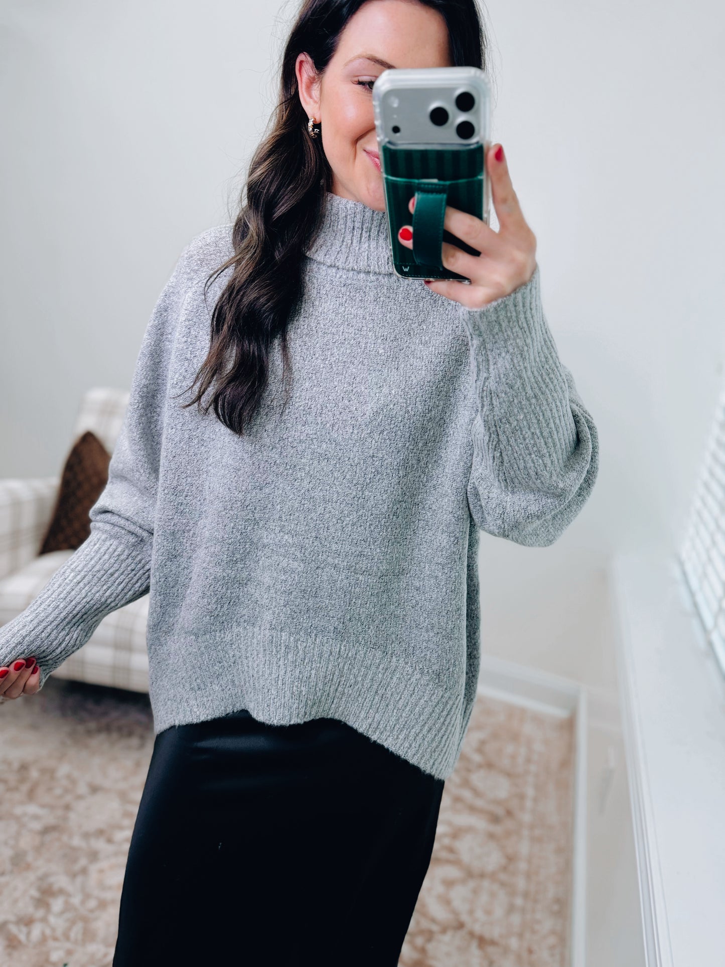 Heather Gray Mock Neck Sweater