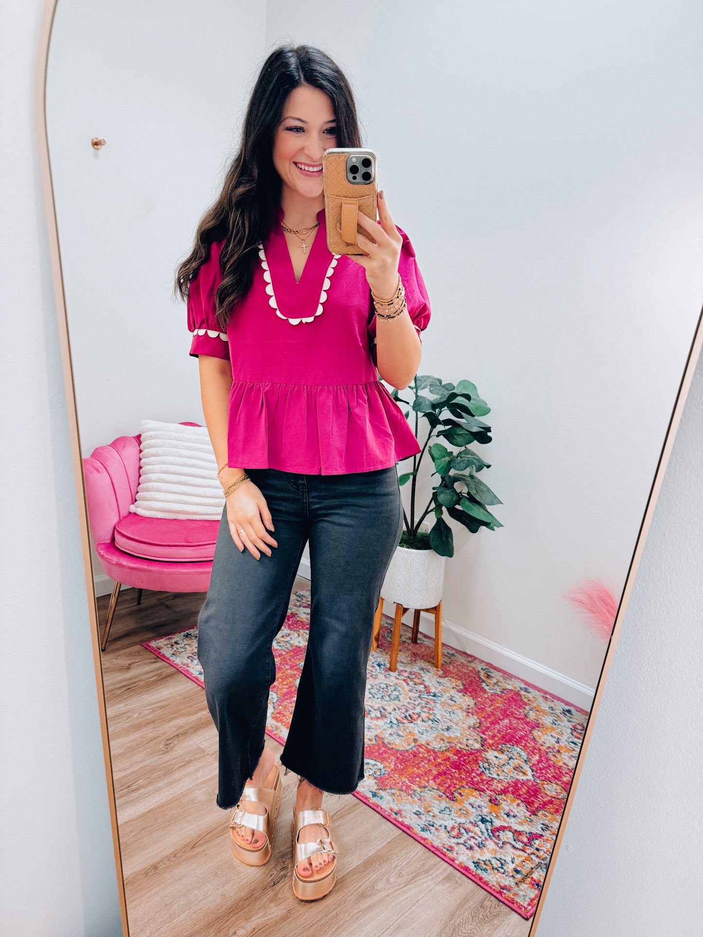 Murphy Scalloped Top - Magenta