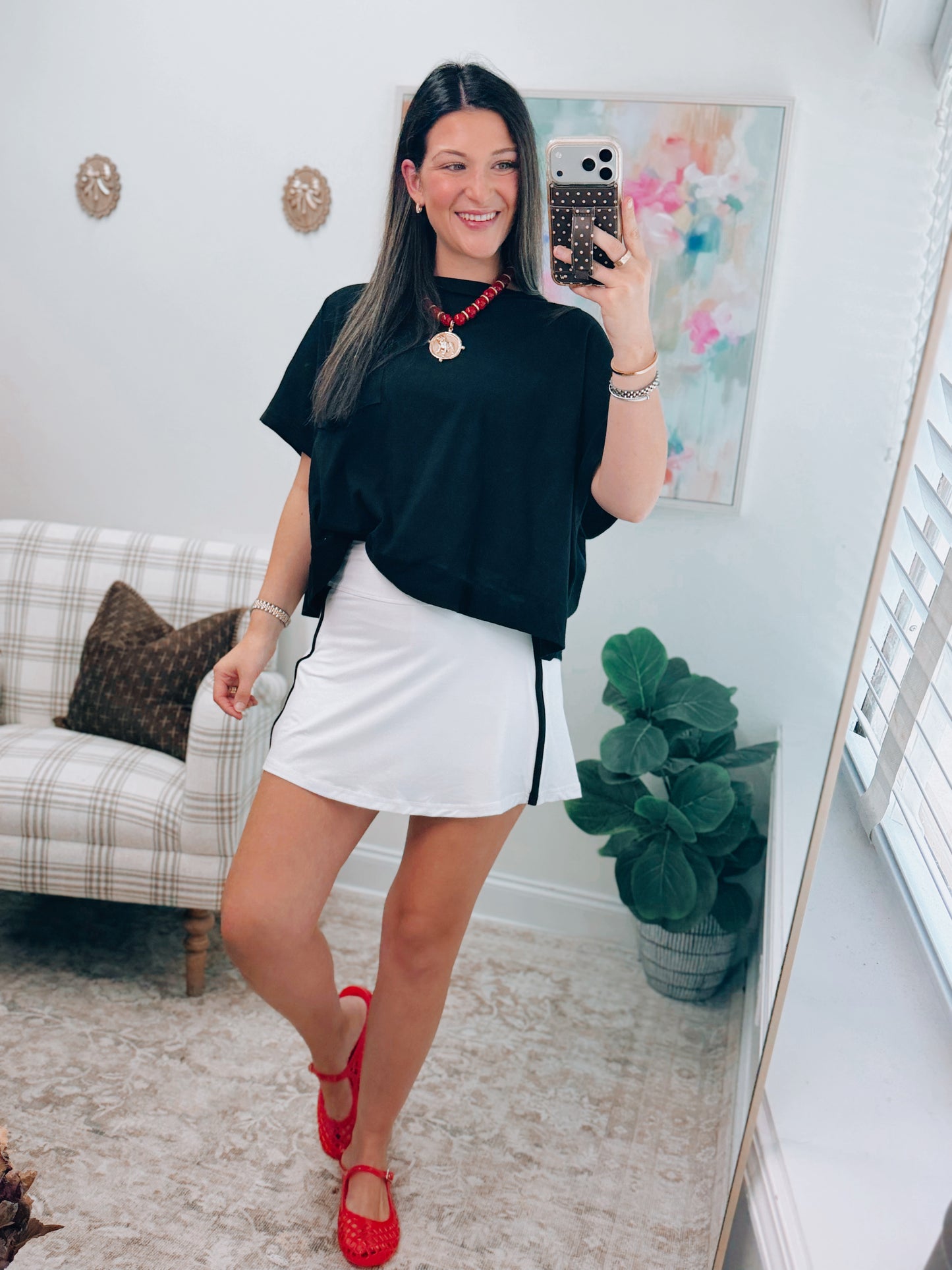 Active Stripe Butter Skort - White