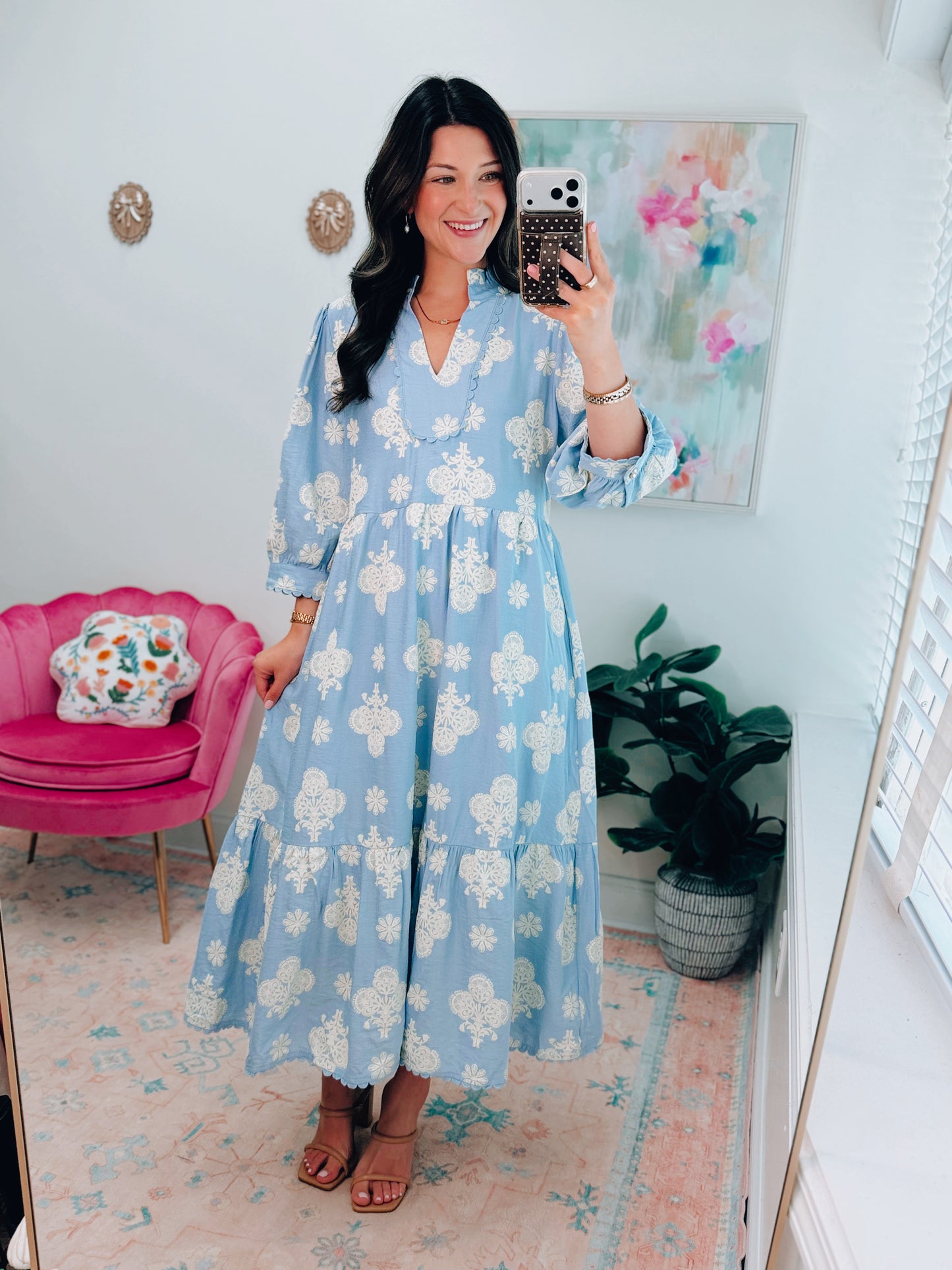 Bristol Blue Tiered Midi Dress