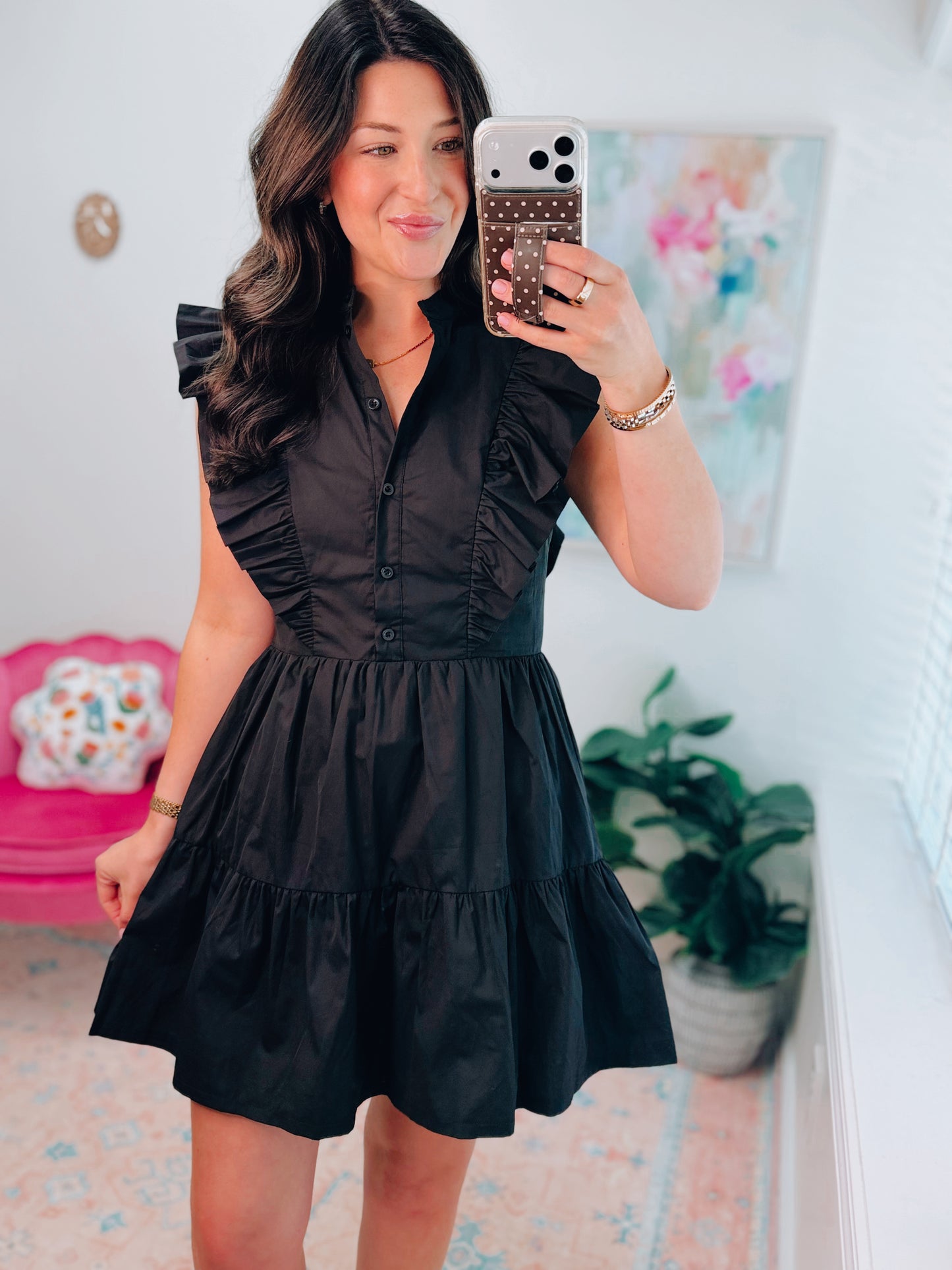 Black Ruffle Mini Dress