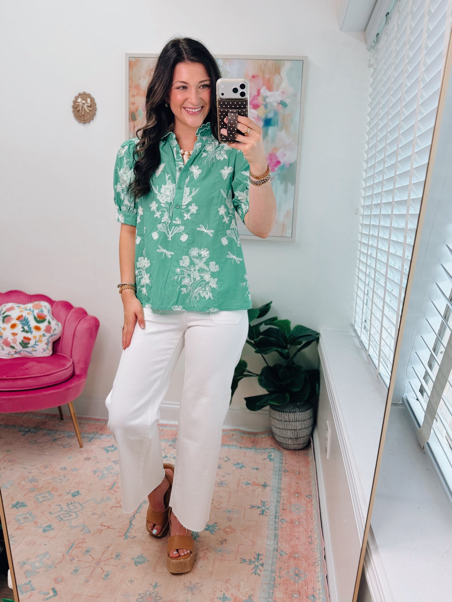 Golden Green Embroidered Top