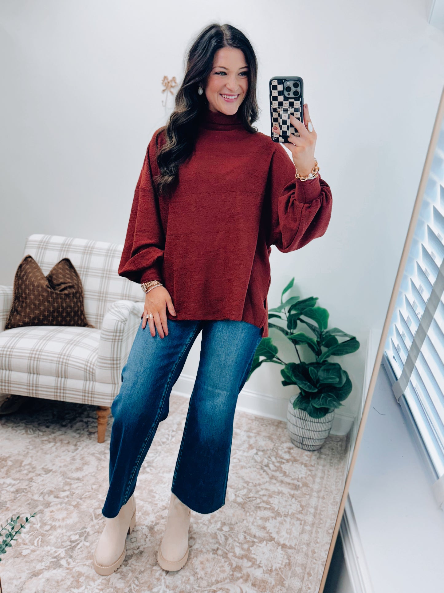 Sienna Mock Neck Balloon Sweater