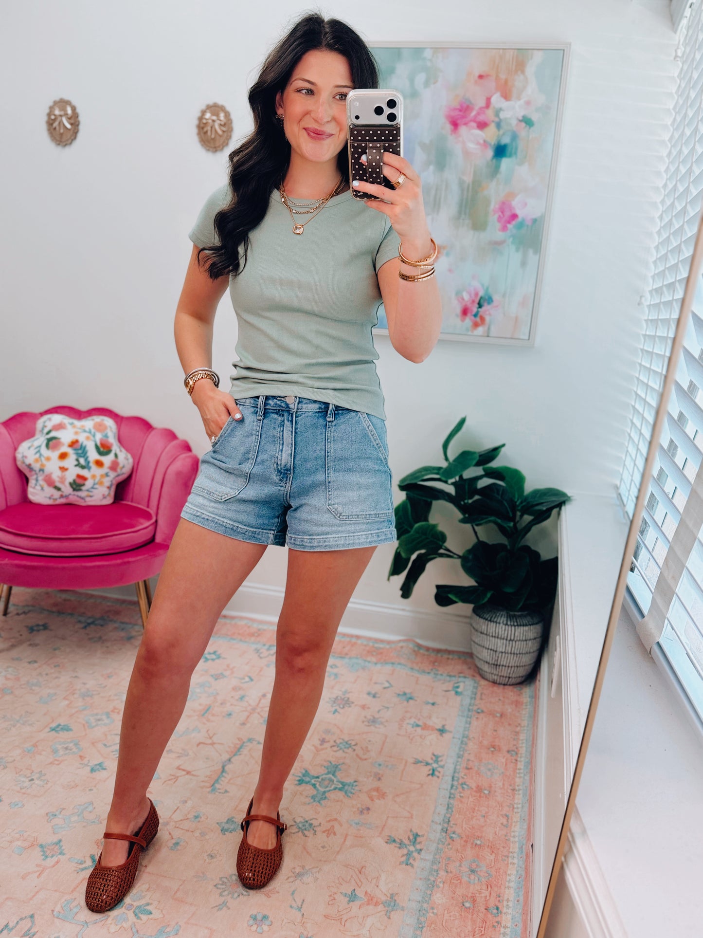 Basic Ribbed Baby Tee - Sage