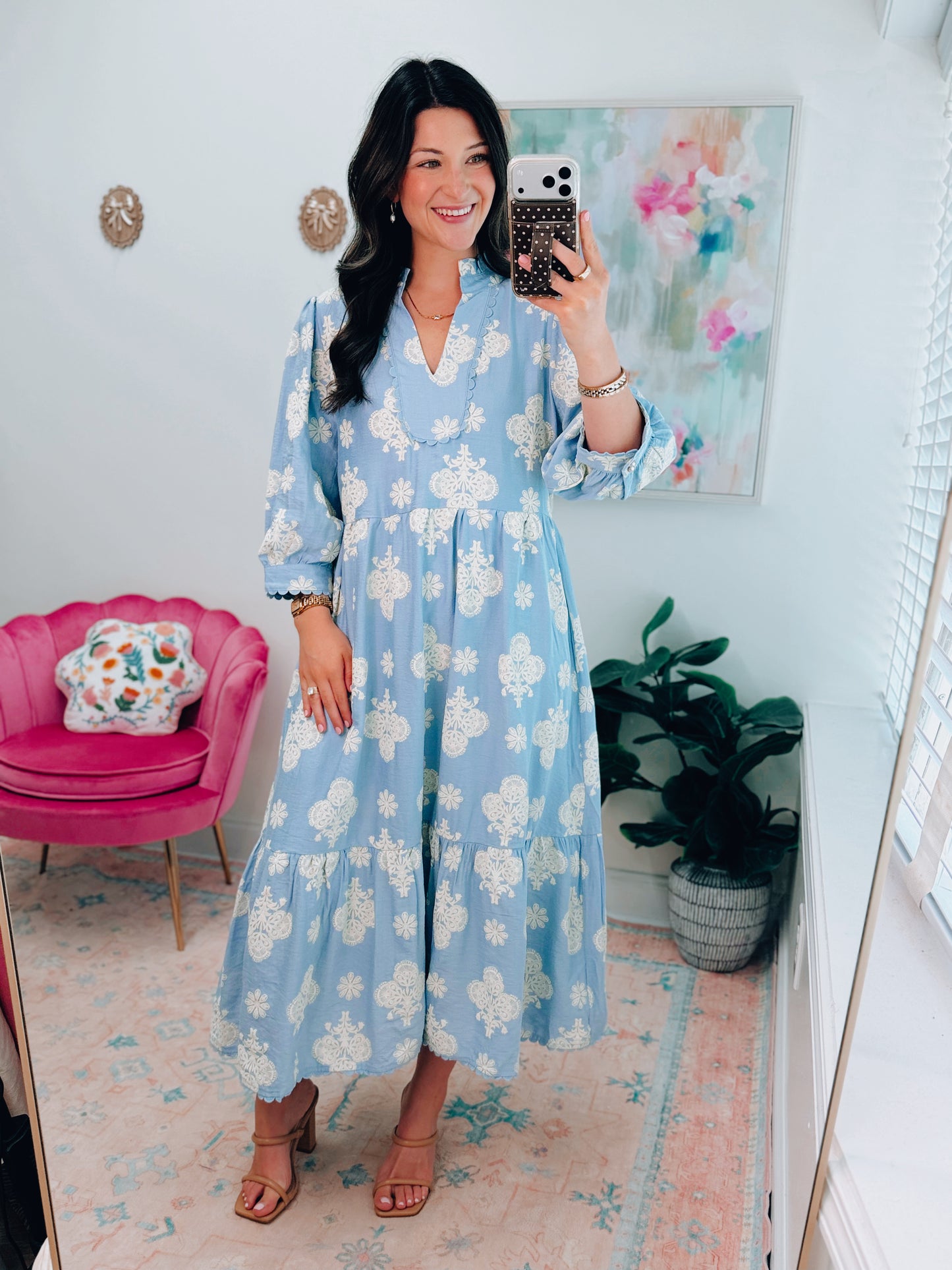 Bristol Blue Tiered Midi Dress