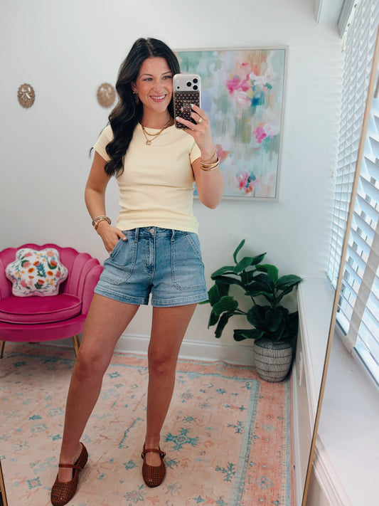Basic Ribbed Baby Tee - Yellow