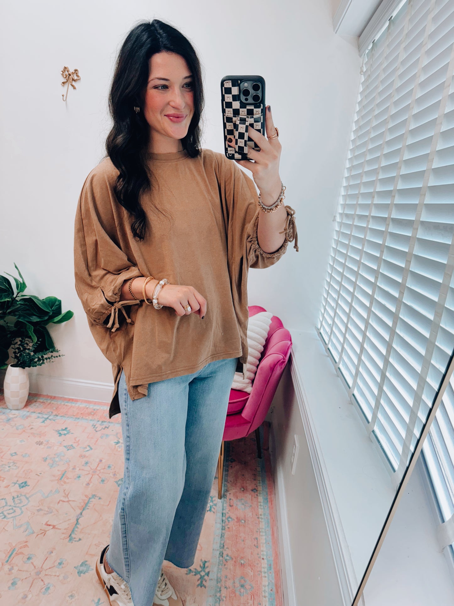 Latte Half Sleeve Tie Top