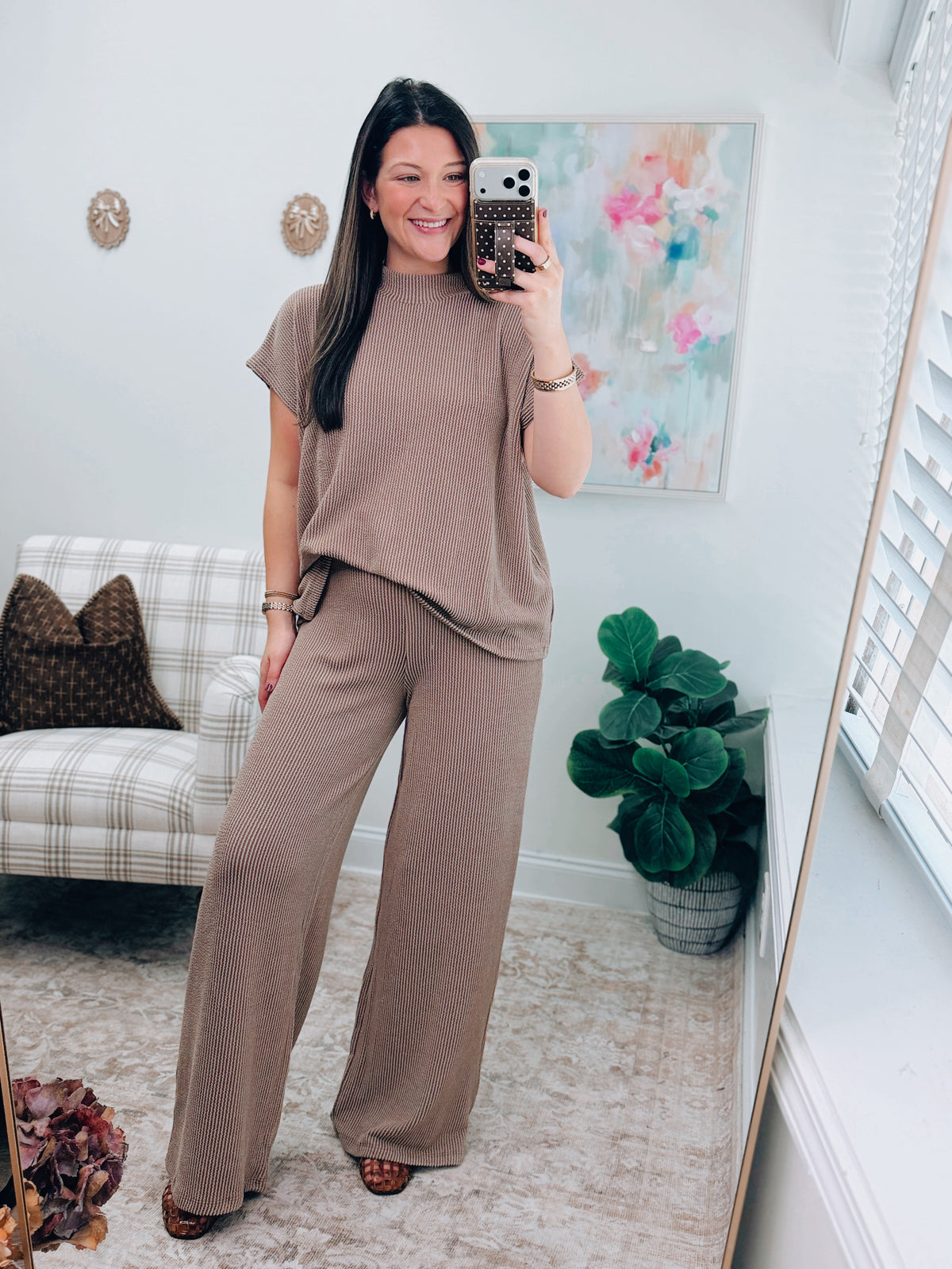 Tessa Mocha Ribbed Mock Set