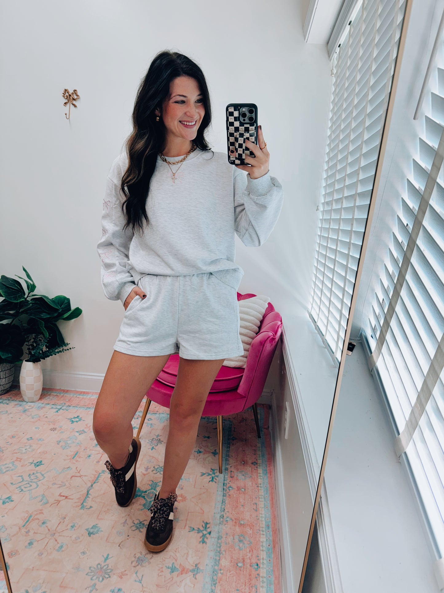 Mia Bow Sweat Shorts Set