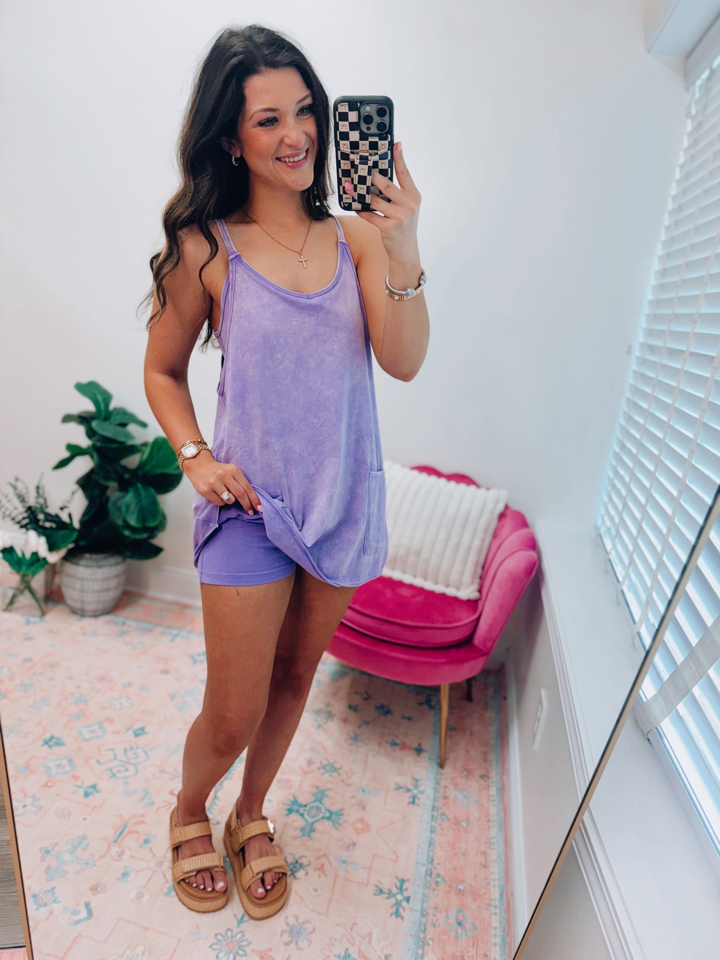 Emmie Mineral Pocket Tennis Dress Romper - Lavender