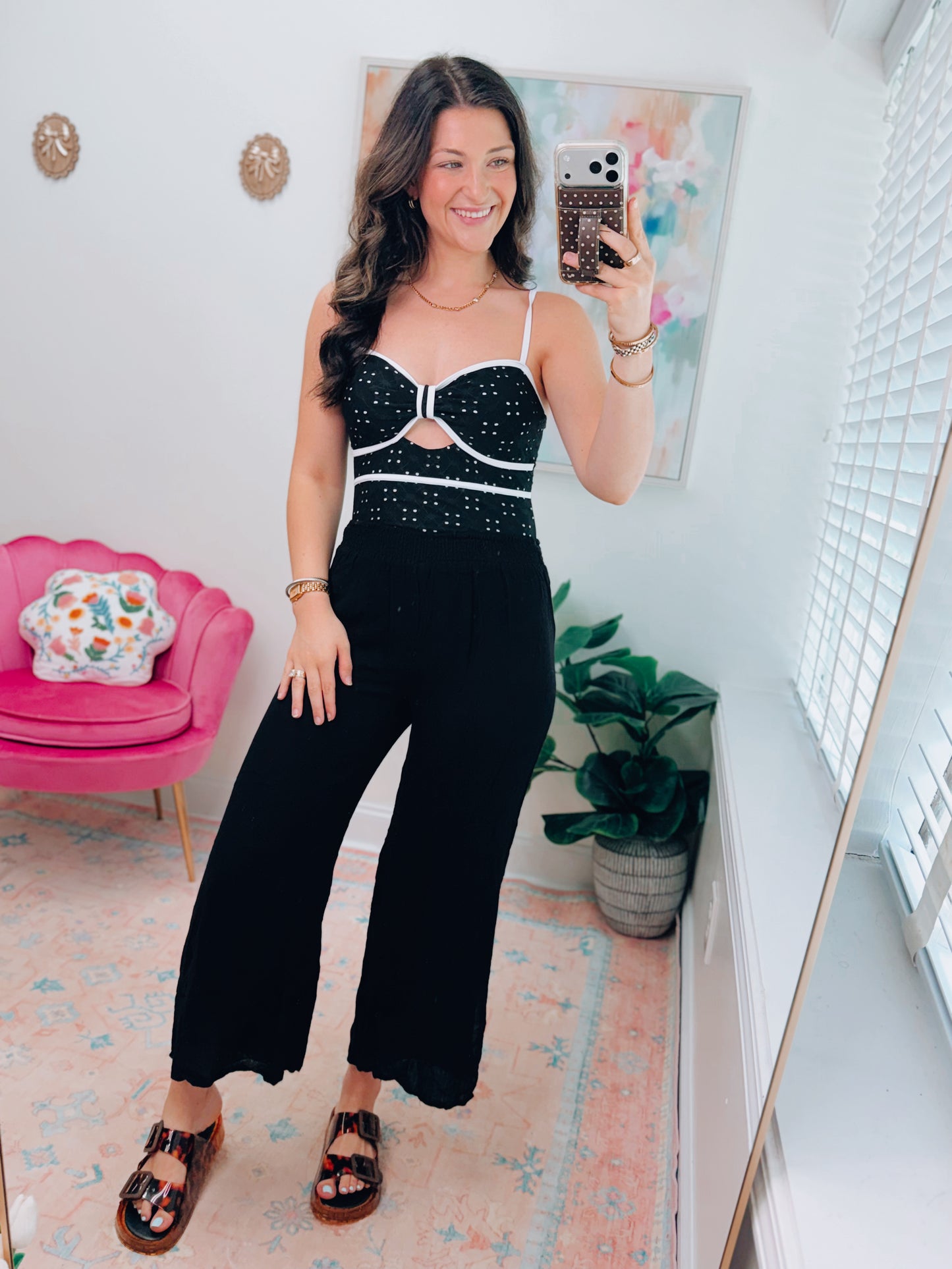 Black Eyelet One Piece Swimsuit