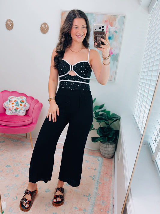 Black Eyelet One Piece Swimsuit