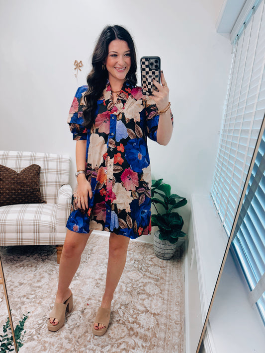 Blair Black Floral Mini Dress