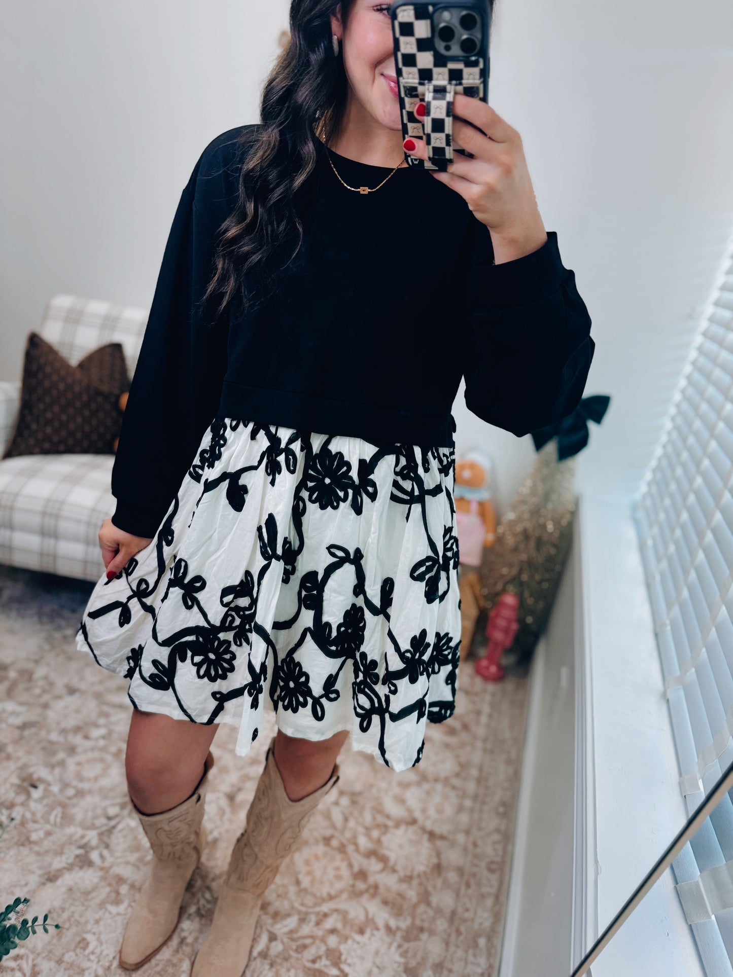 Hearth Mix-Media Mini Dress