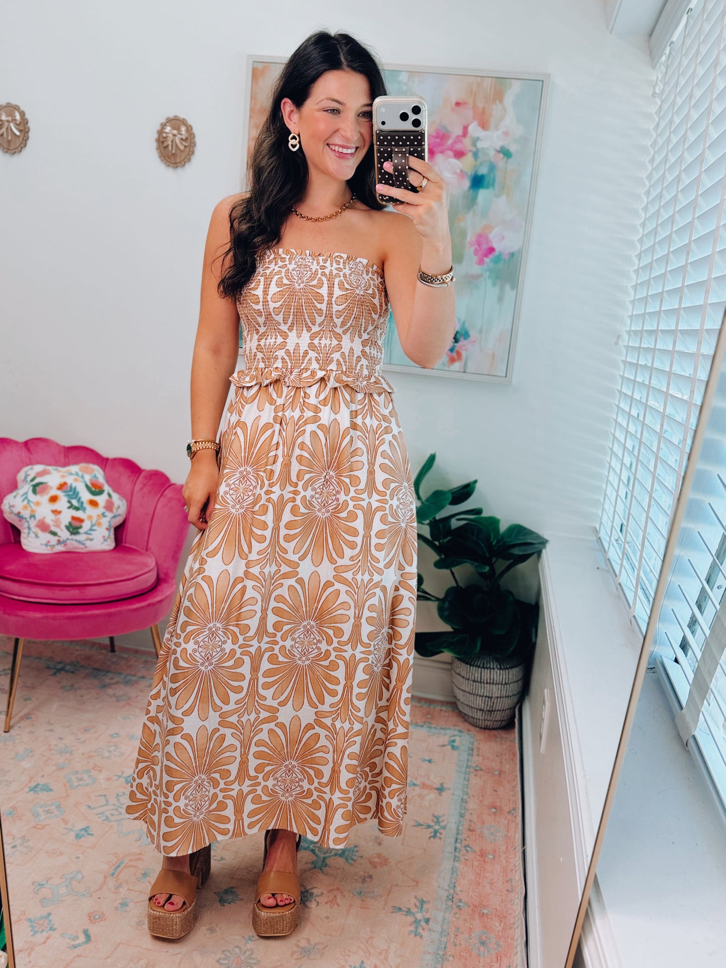 Demask Smocked Midi Dress