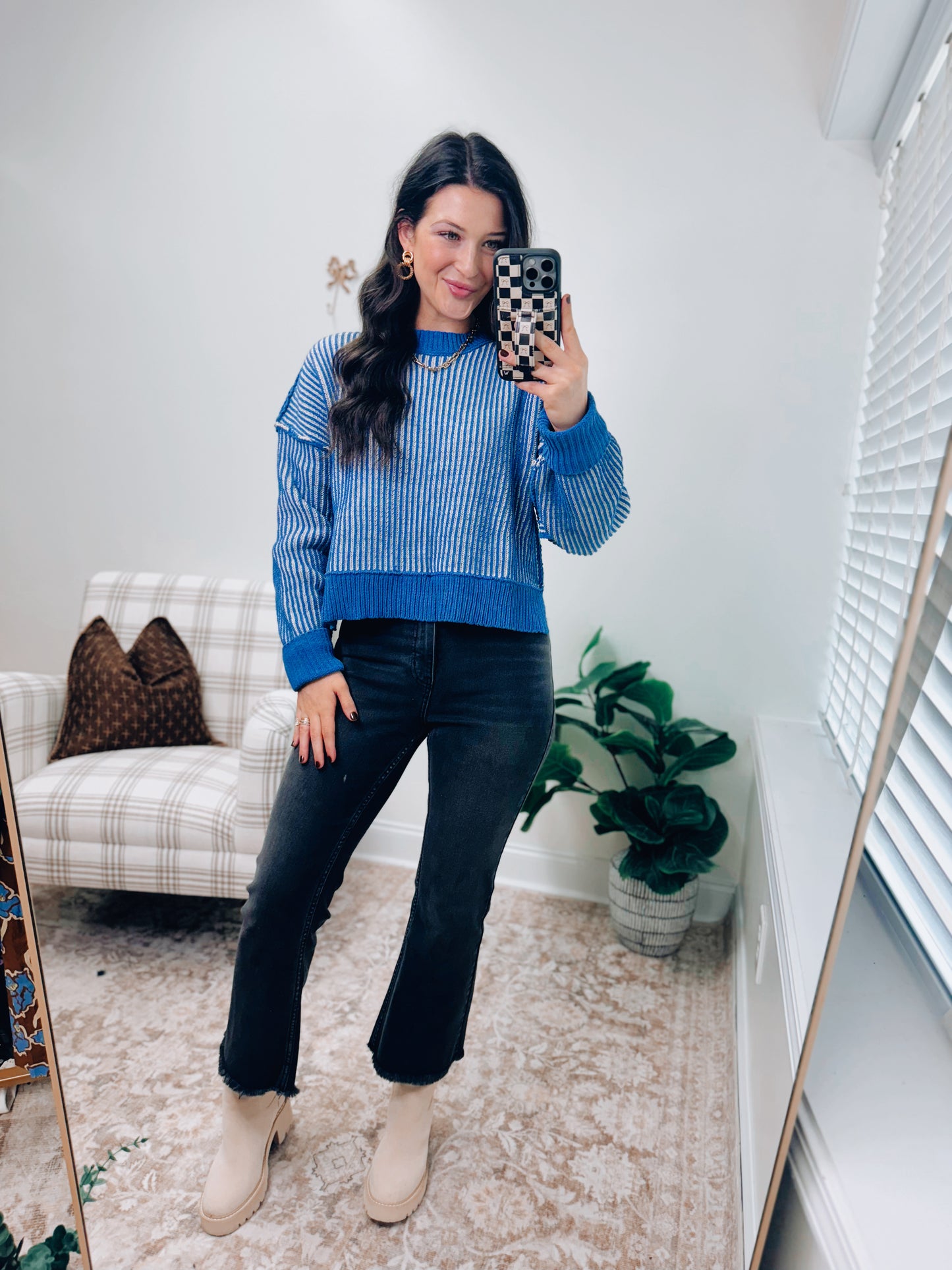 Hayes Two Tone Cobalt Sweater