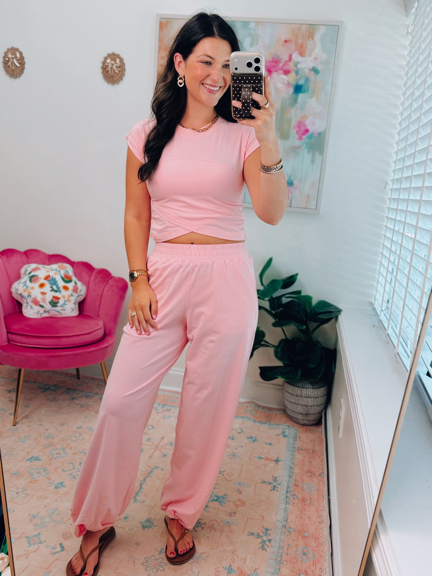 Baby Pink Crossover Pants Set