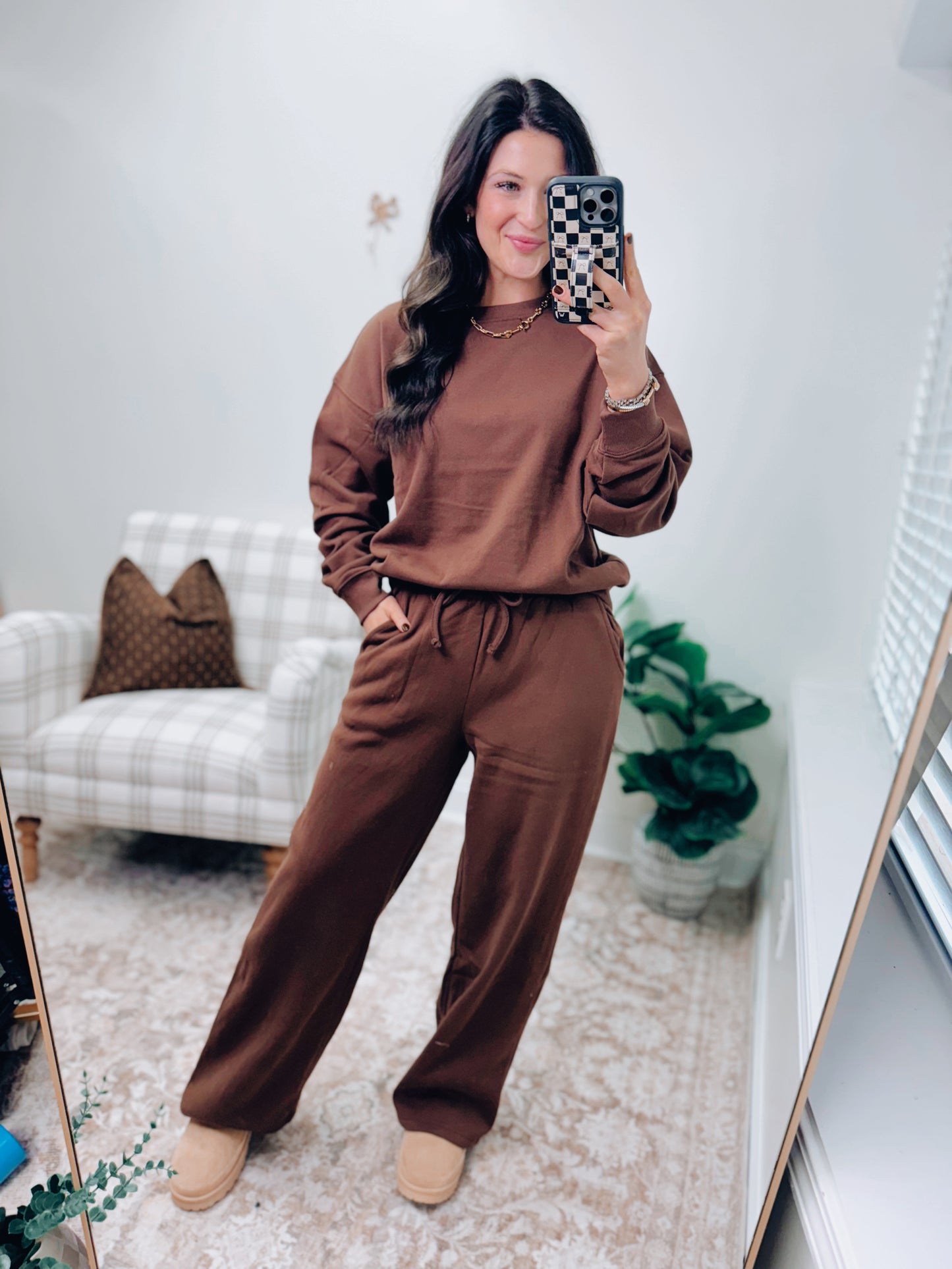 DOORBUSTER Crewneck Comfy Pants Set - Brown