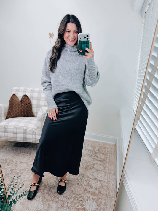 Heather Gray Mock Neck Sweater