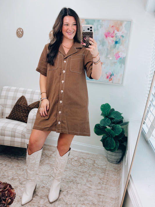 Bennet Button Denim Mini Dress