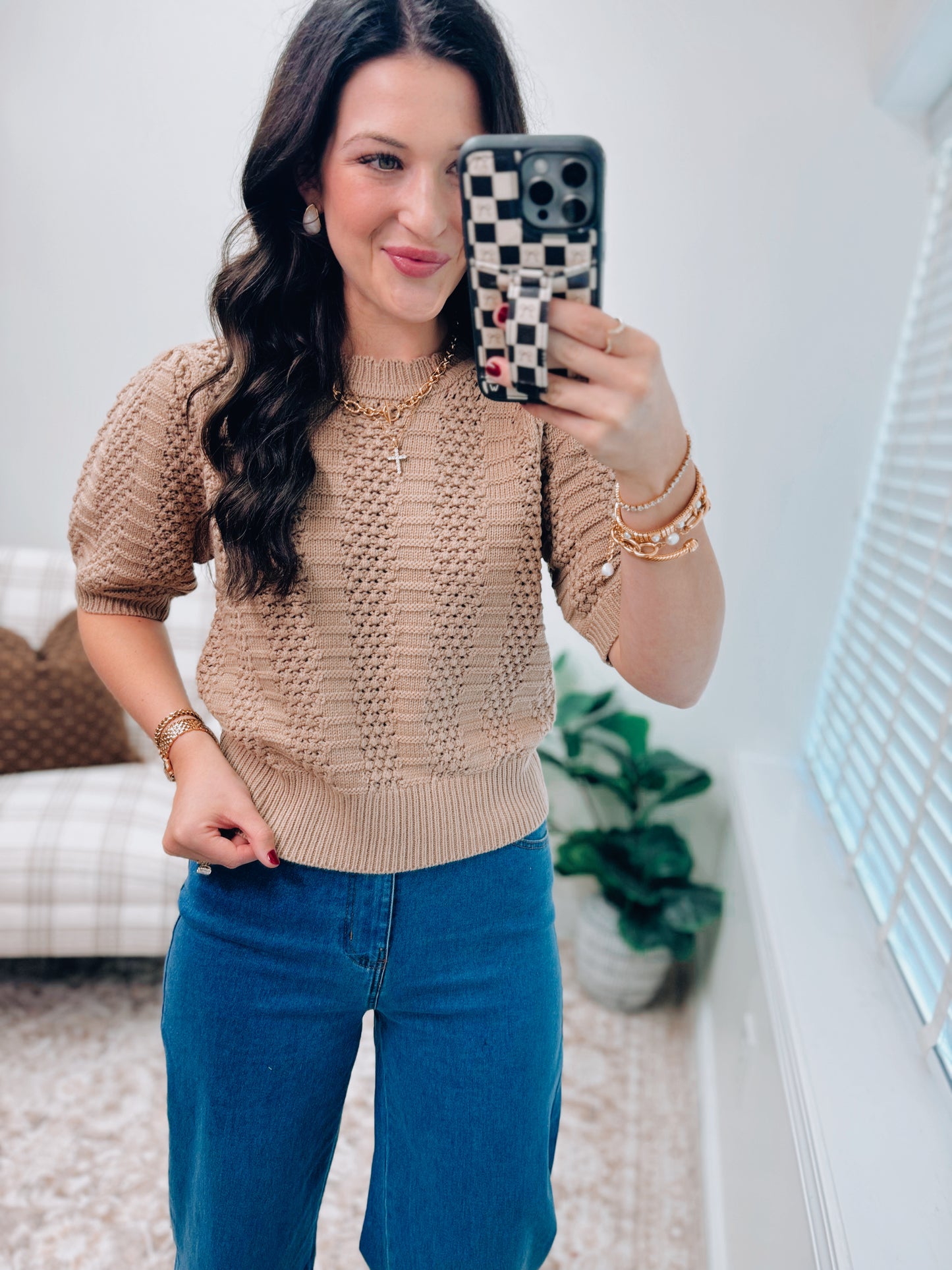 Finley Taupe Sweater Knit Top