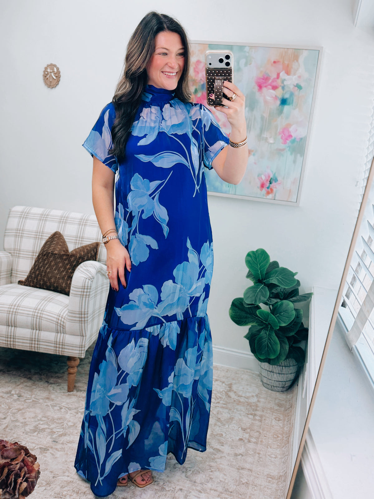 CURVY Dime Organza Sheer Maxi Dress Floral