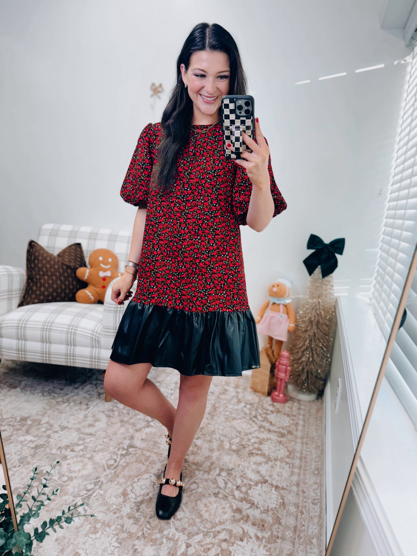 VOY Mix Faux Leather Mini Dress