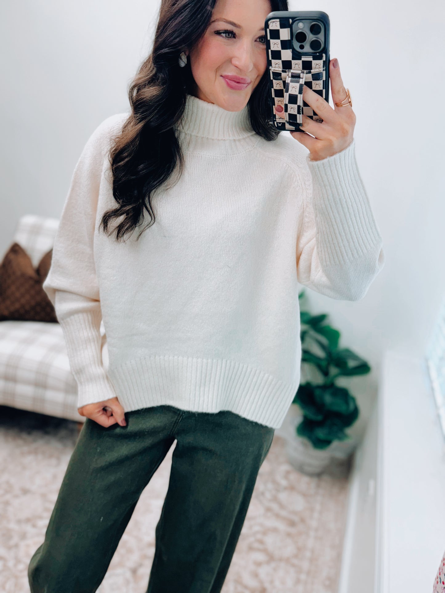 Cream Mock Neck Sweater