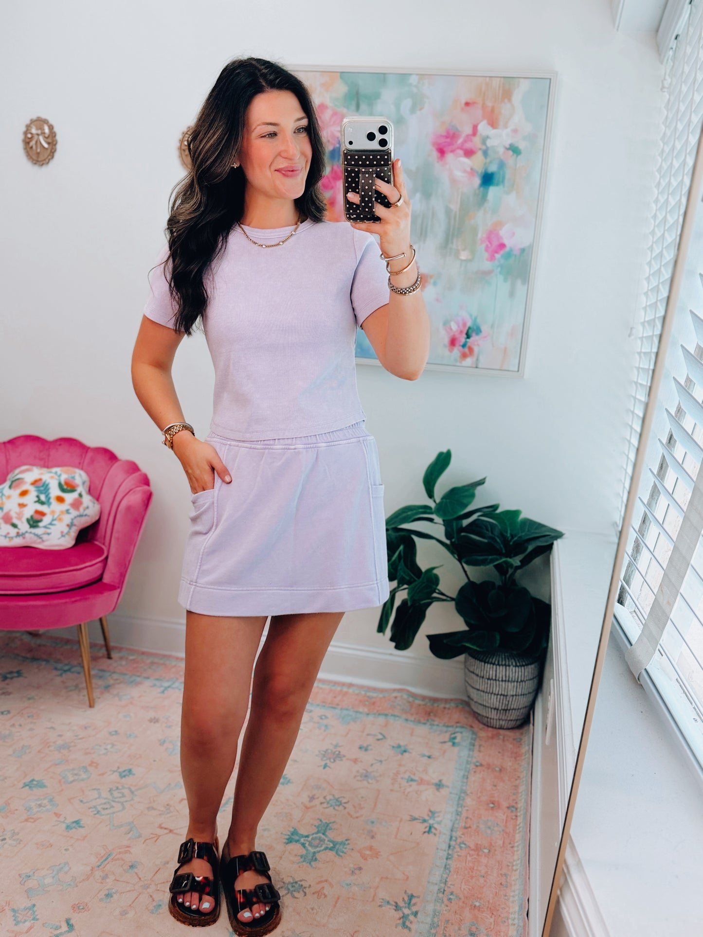 Daydream Ribbed Skort Set - Purple