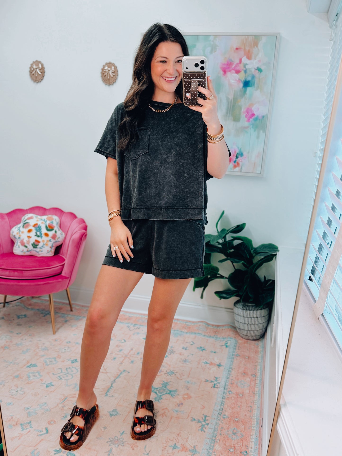 Easy Days Cotton Shorts Set - Black