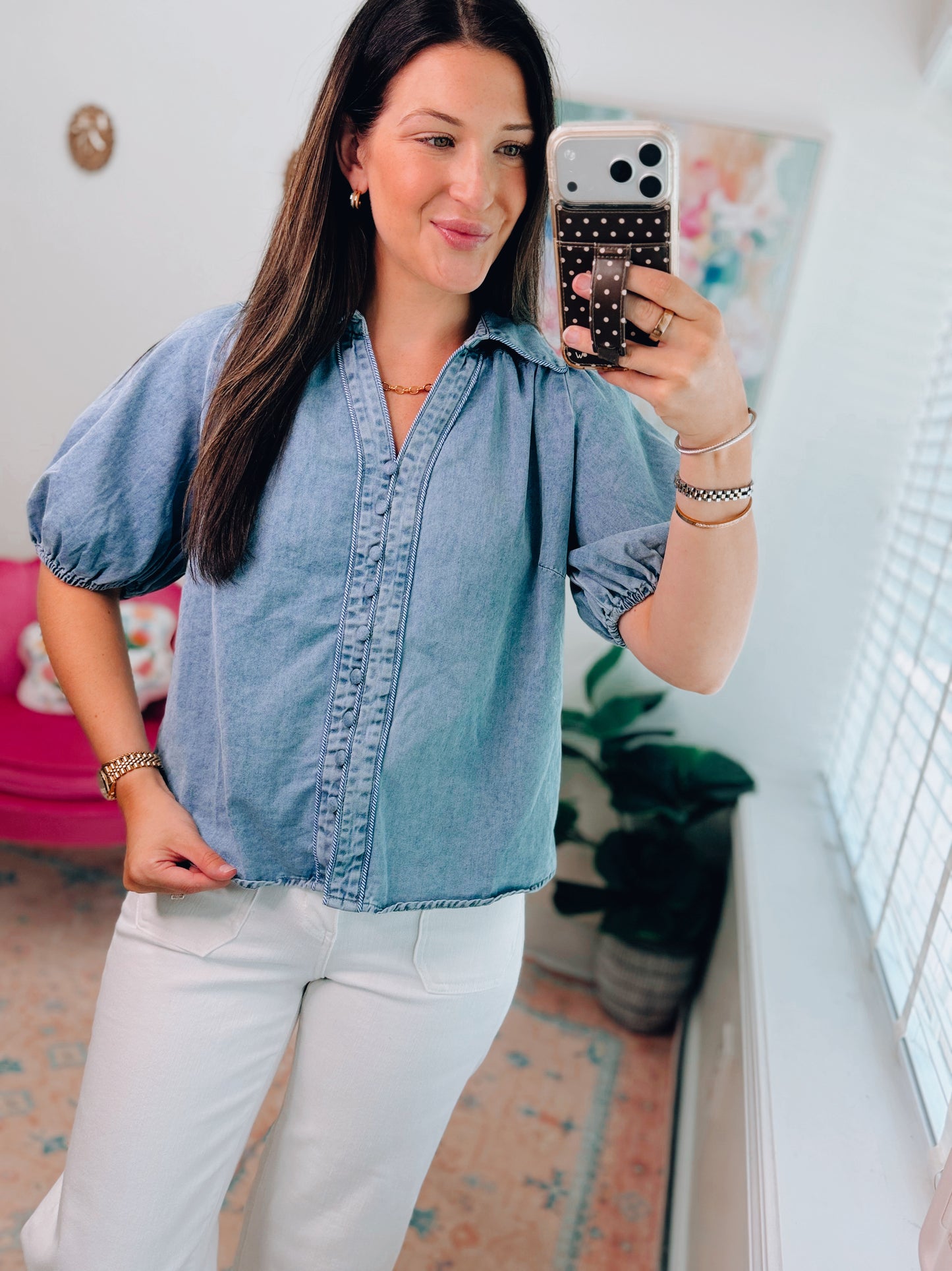 Honey Button Denim Top
