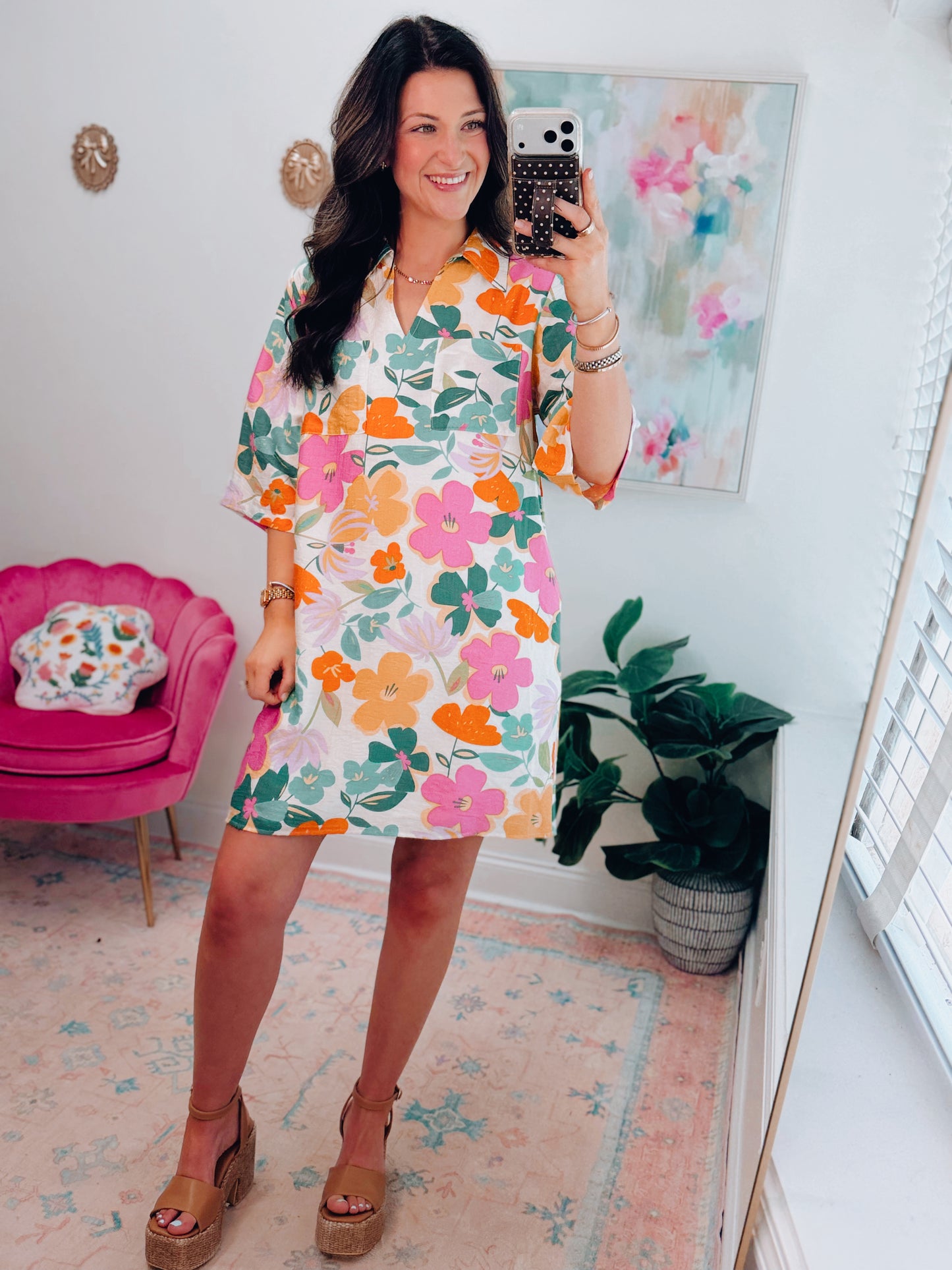 Summer Florals Front Pocket Mini Dress