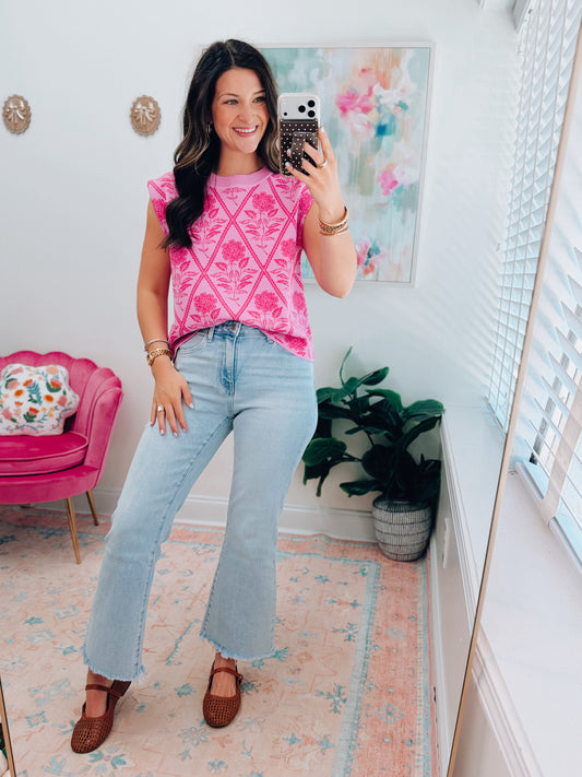Carver Pink Mix Cuff Top