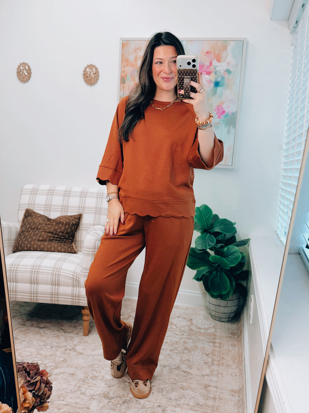 Terracotta Scallop Scuba Knit Set