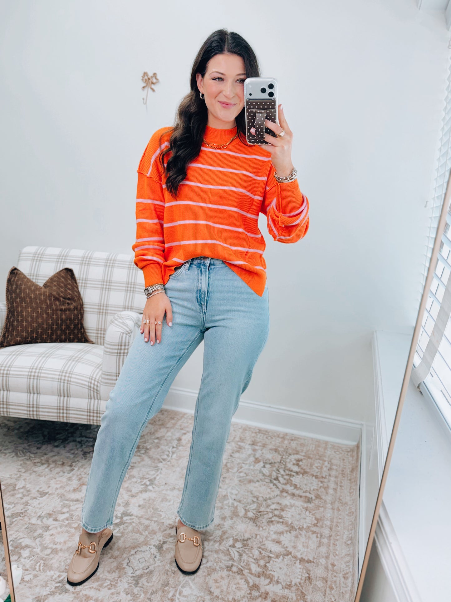 Just Peachy Stripe Ribbed Top