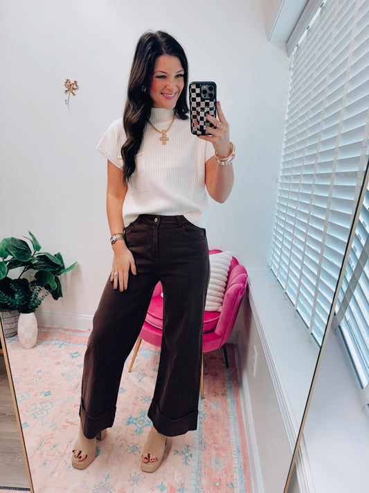 Oatmeal Mock Pocket Sweater Top
