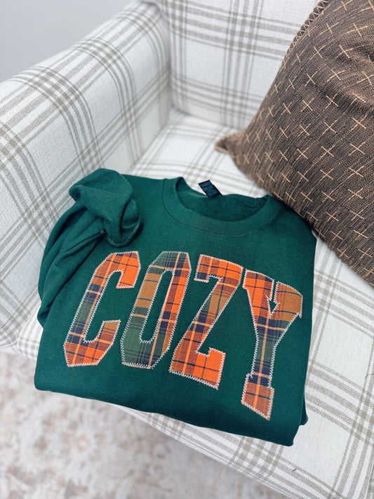 COZY Plaid Patch Sweatshirt