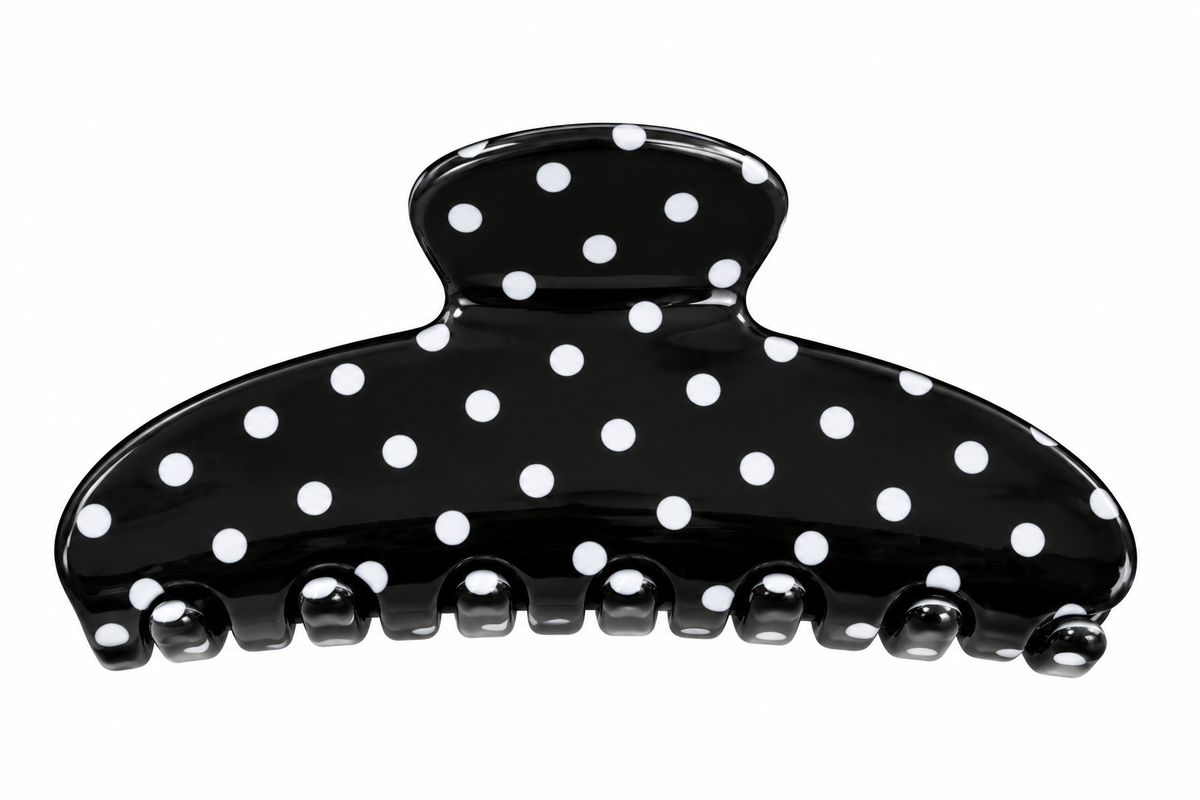 Dallas Black Polka Dot Claw Clip